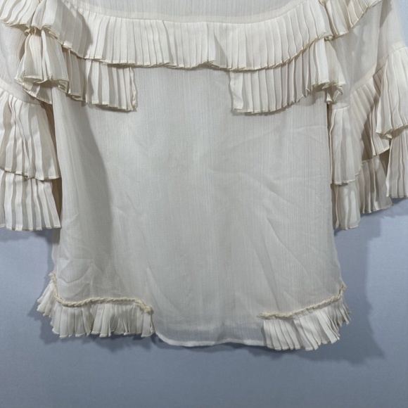 USED $158 Tularosa [ XS ] Margo Ruffle‎ 3/4 Sleeve Top in Cloud Ivory - Picture 12 of 16